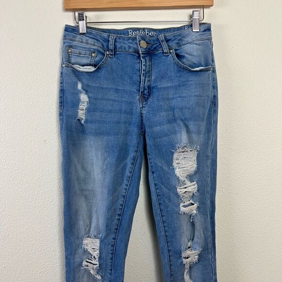 Resfeber Women's Ripped Boyfriend Jeans Stretch Distressed Jeans Capri 8 - Picture 5 of 7